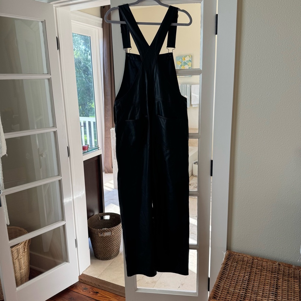 Women’s We The Free Black vegan leather Overalls size S - Picture 3 of 5